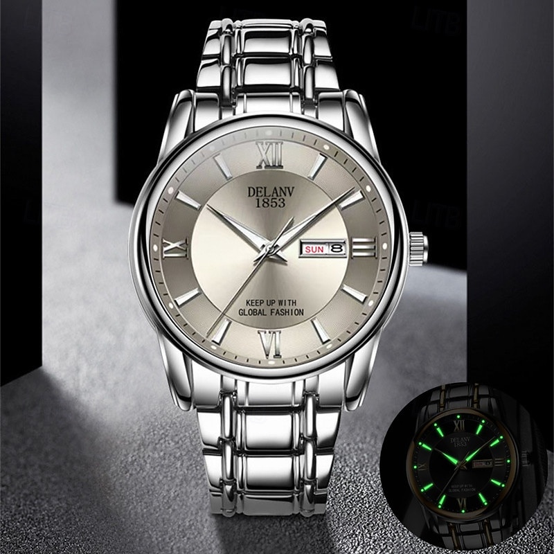 La nouvelle montre pour hommes au cadran romain Deblve à la mode et tendance avec bracelet en alliage calendrier lumineux et affichage du jour. C'est un choix idéal pour une vie simple décontractée de 2026 ? $19.99 –P4