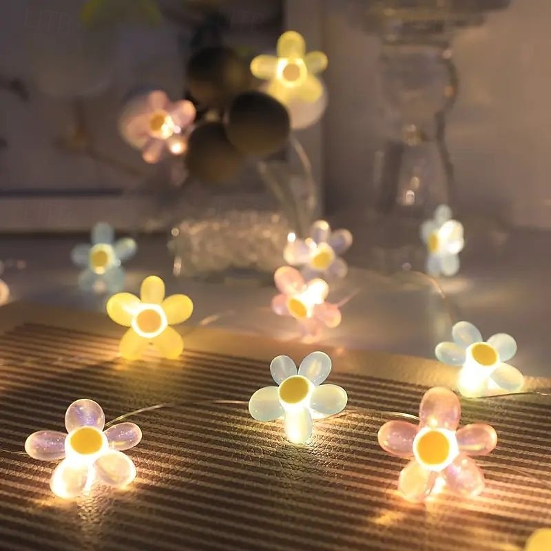 girlandový světelný řetěz 2m 20LED květinová tématická osvětlení pro narozeniny svatby oslavy domova Valentýn svátky atmosférické dekorace napájené bateriemi 2026 - $14.49 –P2