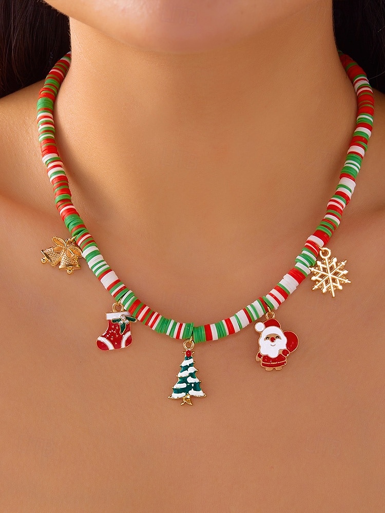 Julekjede med sjarm til dame, flere stiler med sjarm til julenissen, snømannen og juletreet, perfekt til høytidsfester og festlige gaver. 2026 - $9.99 –P8