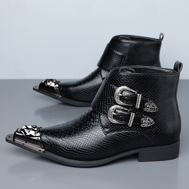 Punaiset keinonahkaiset krokotiilikuvioiset miesten kengät, joissa kaksoissolki – ylelliset juhlakengät joulujuhliin ja tyylikkäisiin iltatilaisuuksiin 2025 - $89.99 –P6