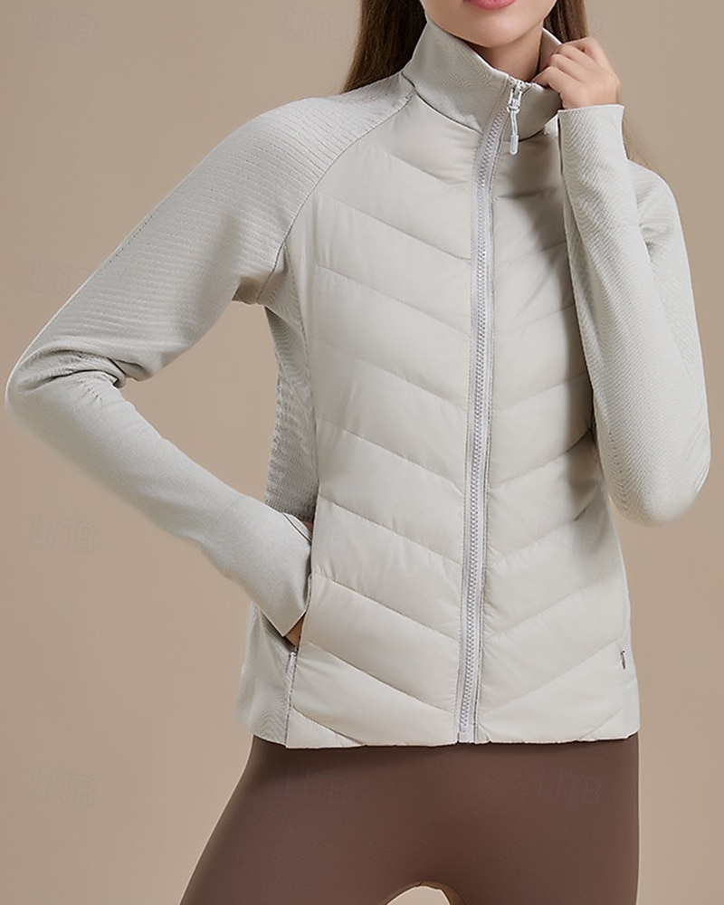 Women's Hiking Jacket Puffer Jacket Thermal Jacket Outdoor Thermal Warm Hiking Outfits Hiking Clothes Winter Autumn / Fall Top Camping / Hiking / Caving Winter Sports Running Solid Color Black White 2026 - $107.99 –P11