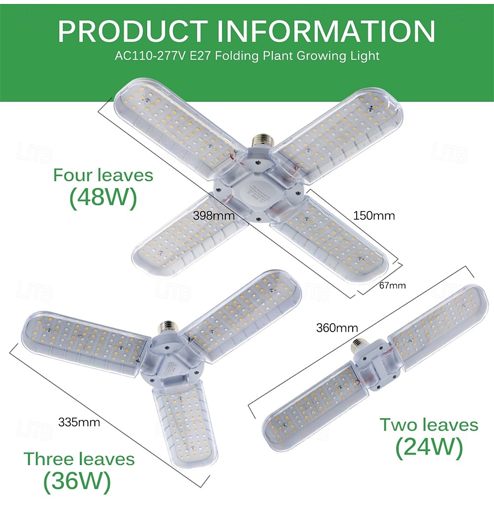 1 шт. складная фитолампа полного спектра солнечного света E27 для выращивания растений в теплице, гидропонике, для растений, овощей и цветов 85-265 В 2026 - $22.99 –P5
