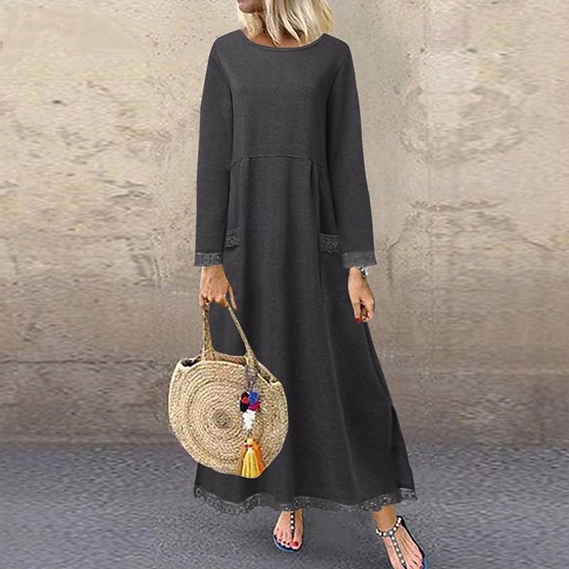 Per donna Abito Midi Abito con Cappuccio Vestito Casual Moderno Vacanza Uscire Vestibilità regolare Semplice Manica Lunga Girocollo Nero Verde militare Rosso Viola Autunno Inverno del 2026 a $29.99 –P13