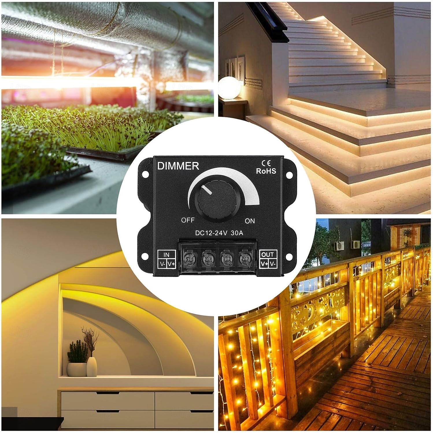 Диммер для светодиодной ленты DC12V-24V 30A ШИМ-контроллер для регулятора яркости, регулировка яркости, включение/выключение с алюминиевым корпусом (алюминиевый диммер) 2026 - $25.48 –P9