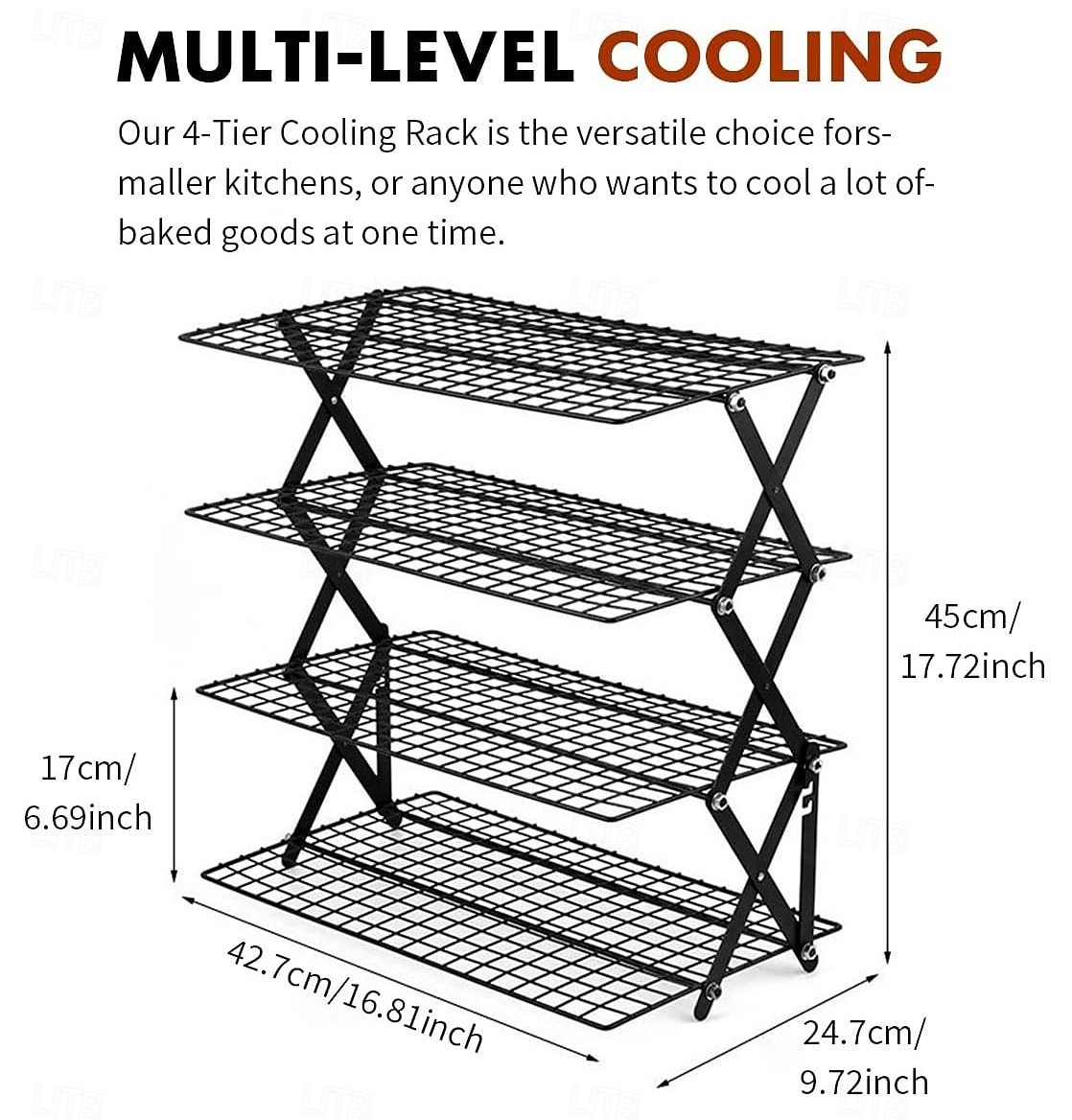 מדף קירור מתקפל משודרג בן 3/4 קומות עם עיצוב מתכוונן של 3 מצבים, ניתן לערום, צלייה, בישול וייבוש, מדף קירור תיל לאפייה, עוגיות, עוגה, צלייה וצלייה על האש 2026 - $42.99 –P9