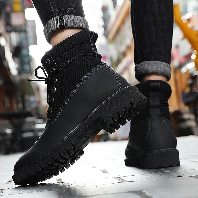 Yellow Faux Leather Men's Work Boots with Lace-Up Design – Durable and Stylish Footwear for Outdoor Activities and Work Environments 2025 - $59.99 –P10