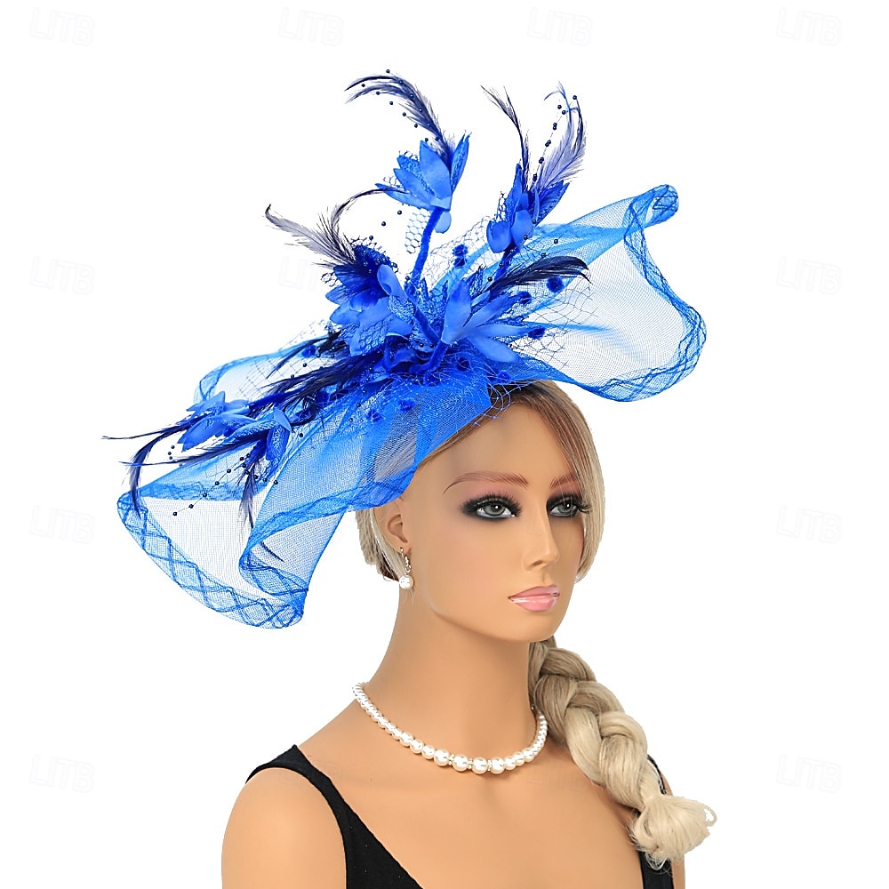 Fascinators Tulle Fedora Hat Wedding Tea Party Horse Race Cocktail Elegant Vintage Simple With Feather Headpiece Headwear 2026 - $22.99 –P13