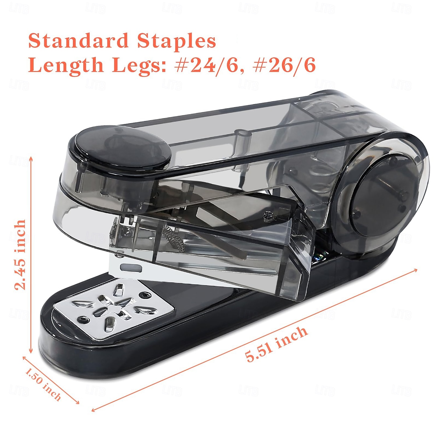 2026年 半透明のスイングアーム式ステープラー、400本のステープル付き。360度回転する卓上ステープラーで、小冊子や製本に。25枚のシートを収納可能。デスク、教室、オフィス用品に最適。  コレクション – $10.99 –P3