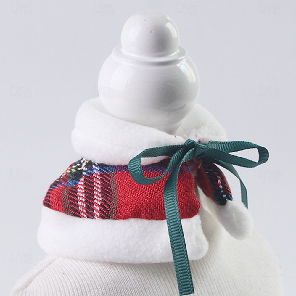 Lindo conjunto navideño para mini mascotas: capa blanca con ribete de piel y mangas a cuadros. &Accesorio de estrella para hámsteres &animales pequeños 2025 - $12.49 –P8