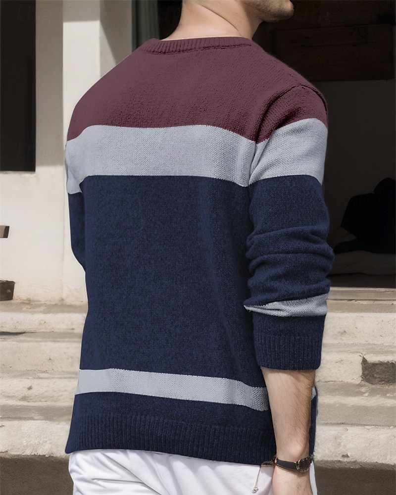 Męskie Sweter sweter Sweter z dzianiny Prążkowany Robić na drutach Zwykłe topy Dzianiny Kolorowy blok Półgolf Moda Podstawowy Urlop Dzienne zużycie Odzież Jesień Zima Biały Czerwony S M L 2026 - $34.99 –P10