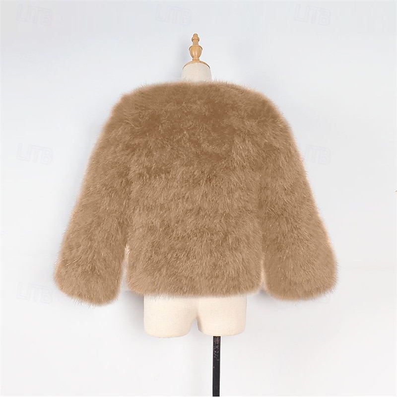 Kinder Mädchen Kunstpelzmantel Einfarbig Mode Schule Mantel Oberbekleidung Ab 4 Jahren Herbst Schwarz Weiß Kamel 2025 - $31.99 –P10