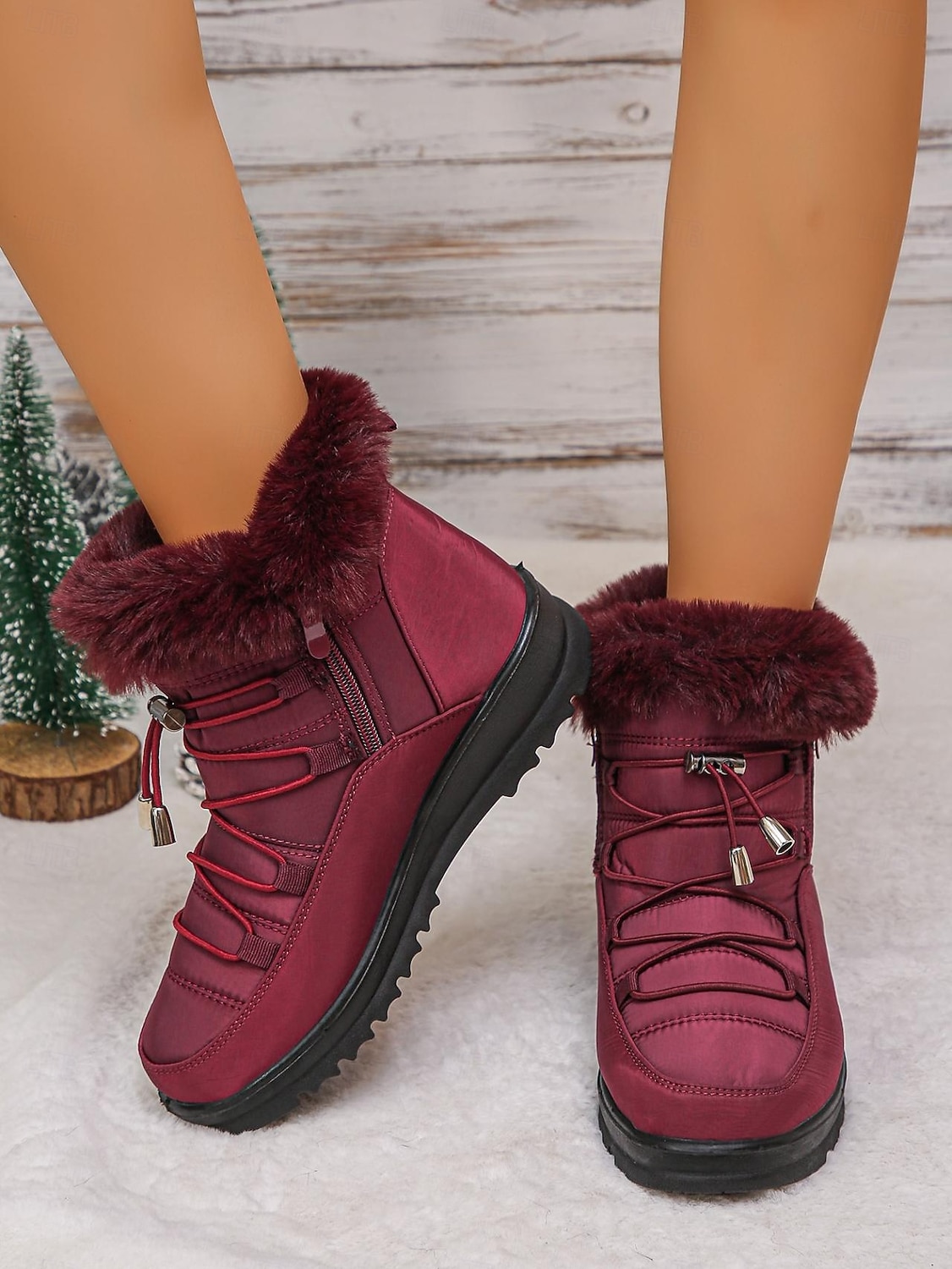 wasserdichte Schneestiefel für Damen mit Kunstfellfutter – Winterstiefel zum Schnüren mit Reißverschluss und verstellbaren Schnürsenkeln, in mehreren Farben erhältlich 2026 - $34.99 –P16