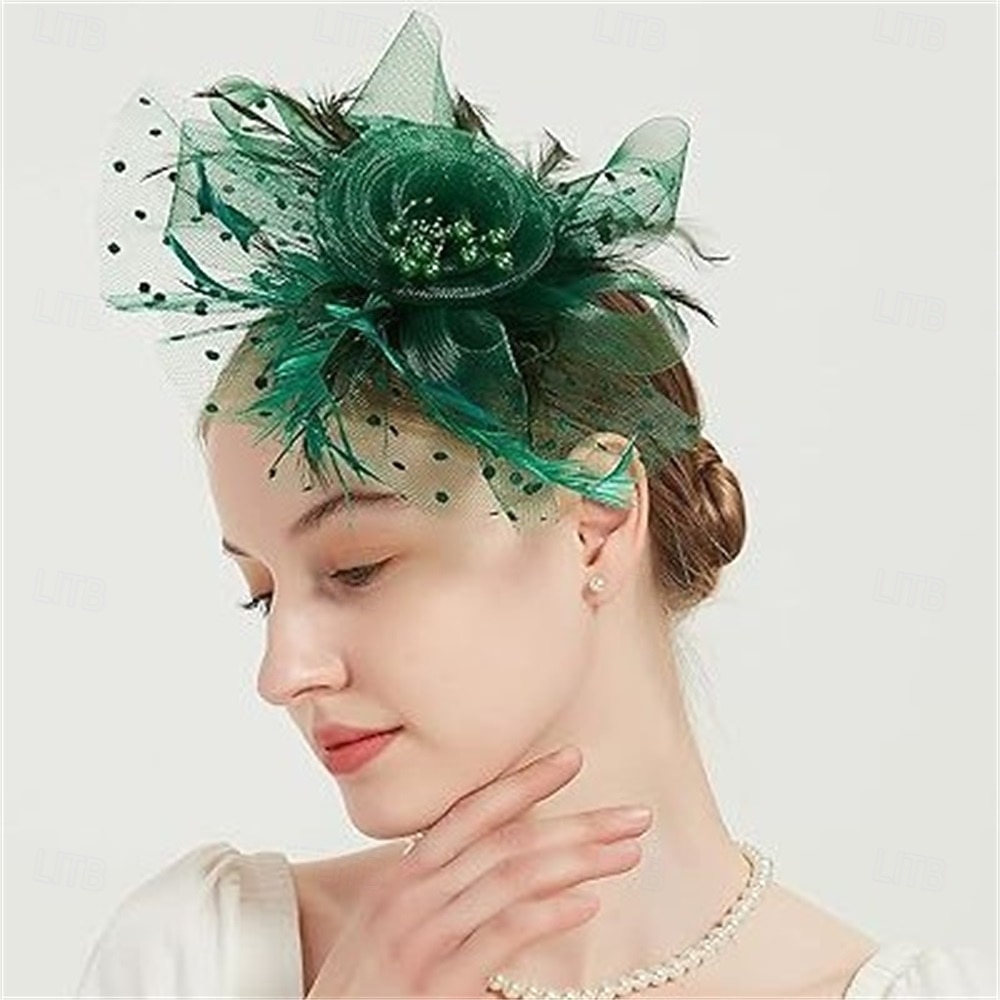 fascinators Tyll Fedora Bryllup Te Fest Hesteløp cocktail Elegant Årgang Enkel Med Fjær Hodeplagg Hodeplagg 2026 - $17.49 –P5