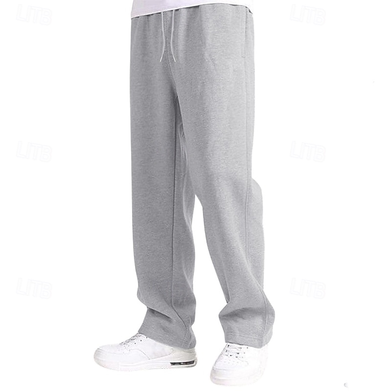 Herren Jogginghose Jogginghose mit weitem Bein Hose Jogginghose mit offenem Saum Kordelzug Elastischer Bund Einfach Atmungsaktiv Volle Länge Lässig Täglich Sport im Freien Mode Basic Schwarz Rote 2026 - $18.99 –P2