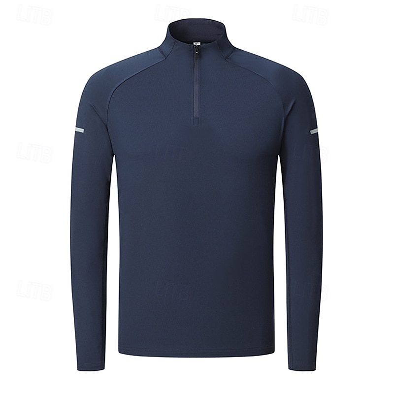 Ανδρικά Μονόχρωμο Tricou de Alergat Πουκάμισο γυμναστικής Αθλητική κορυφή Φθινόπωρο / Χειμώνας Τρίμηνο φερμουάρ Μακρυμάνικο Ένδυση γυμναστικής και άθλησης Moale Αναπνέει 2026 - $27.99 –P3