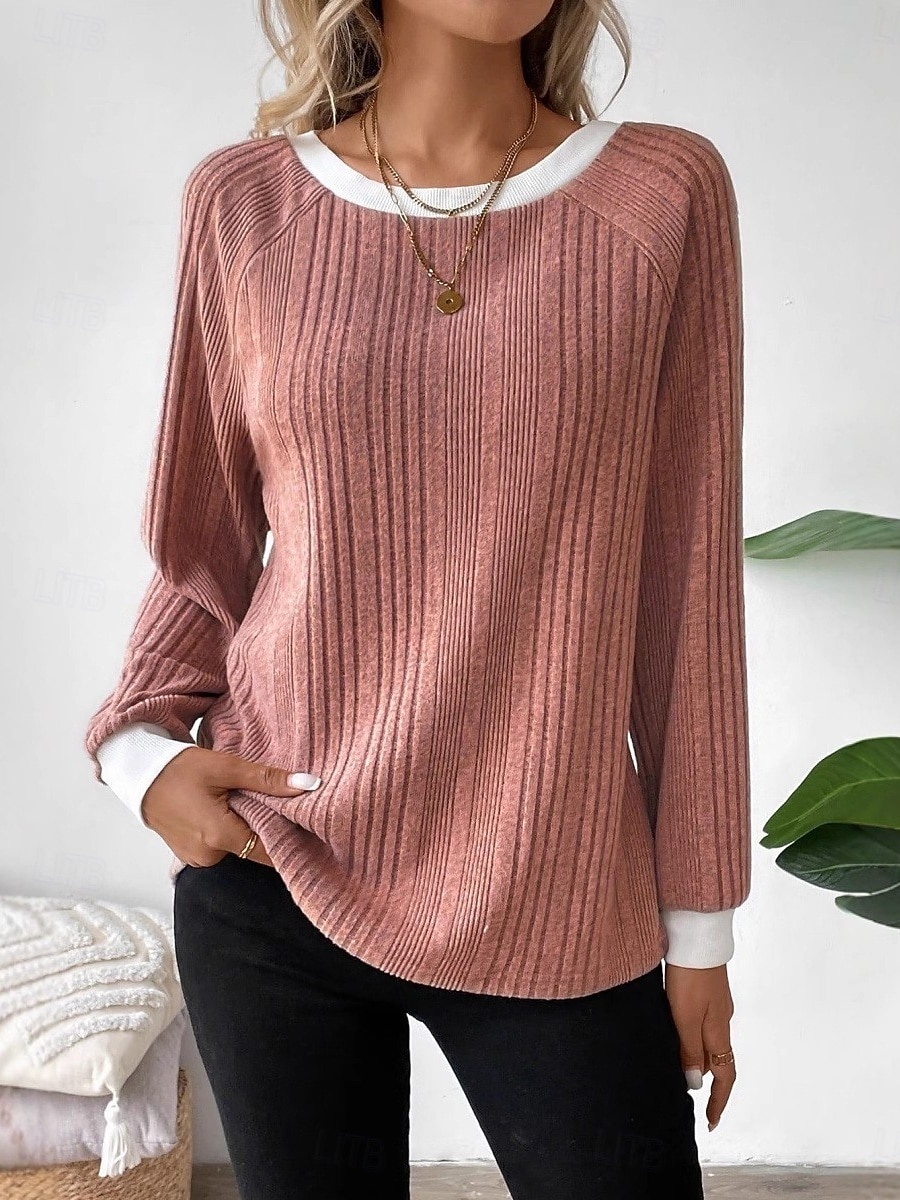 Γυναικεία Μπλούζα Κουρελού Συμπαγές Χρώμα Στυλάτο Καθημερινό Μακρυμάνικο Στρογγυλή Ψηλή Λαιμόκοψη Κανονικά μπλουζάκια Καθημερινά Μαύρο Ανθισμένο Ροζ Φούξια Γκρίζο Άνοιξη Φθινόπωρο Χειμώνας 2026 - $21.99 –P11