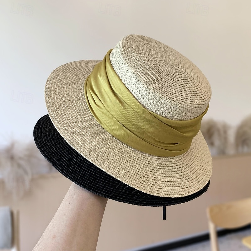 Καπέλα Πολυεστέρας Άχυρο Ψάθινο καπέλο Καπέλο ηλίου Γάμου Αργίες Πάρτι Τσαγιού Ιπποδρομία κοκτέιλ Κομψό Βίντατζ Αντιηλιακή Προστασία Με Κορδέλες Ακουστικό Καπέλα 2026 - $17.49 –P1