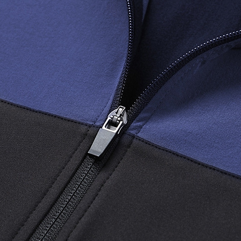 Męskie Kolorowy blok Kurtka sportowa Jesień / Zima Kaptur Długi rękaw Athleisure Ochrona przed słońcem Lekki Siłownia Piesze wycieczki Bieganie Trening Joga Czarny Niebieski Ciemnoniebieski Odzie 2026 - $40.99 –P20