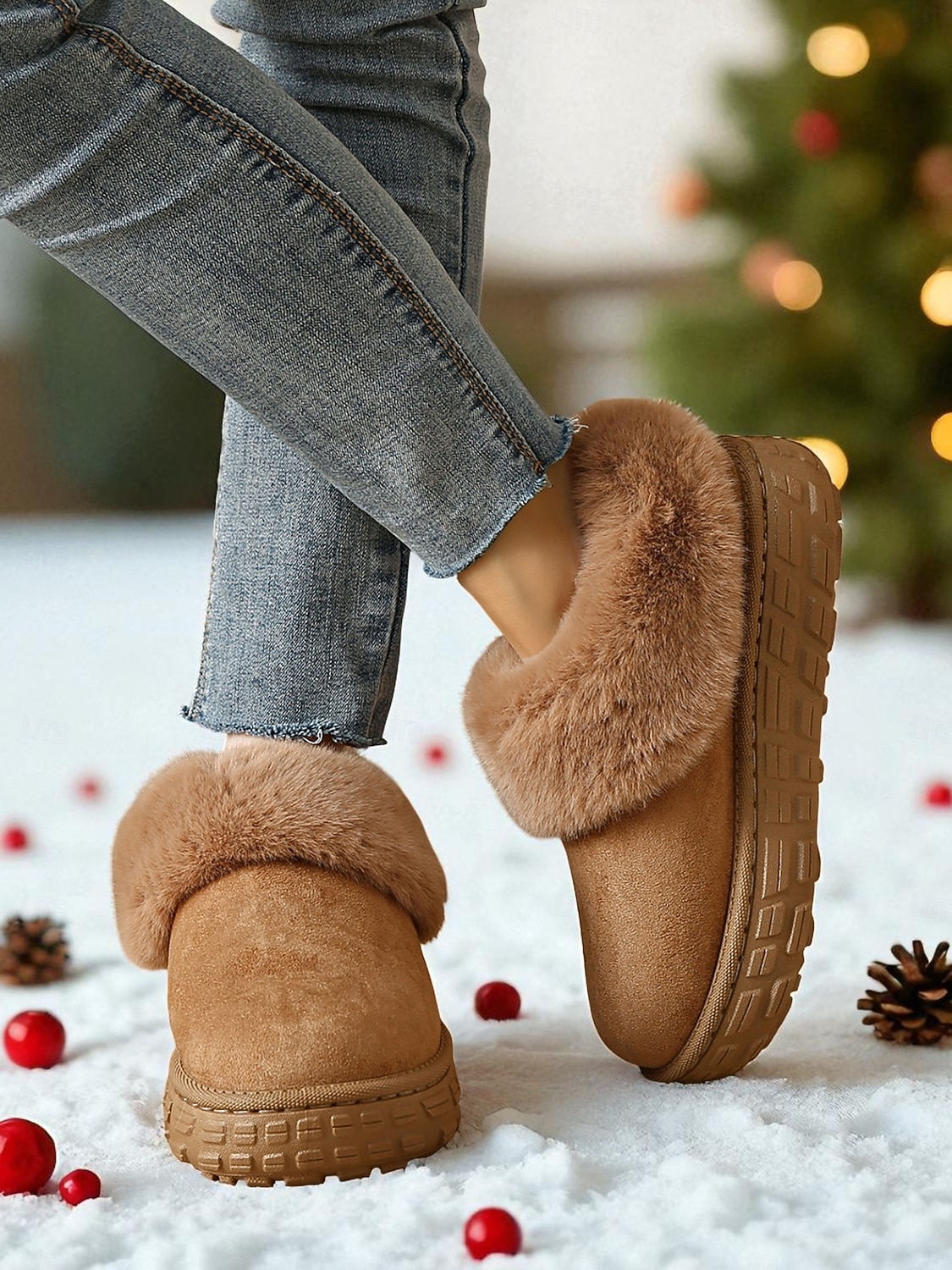 Botas de inverno femininas forradas com pele sintética e sola antiderrapante, botas quentes e aconchegantes para uso ao ar livre em climas frios de 2025 por $24.99 –P9