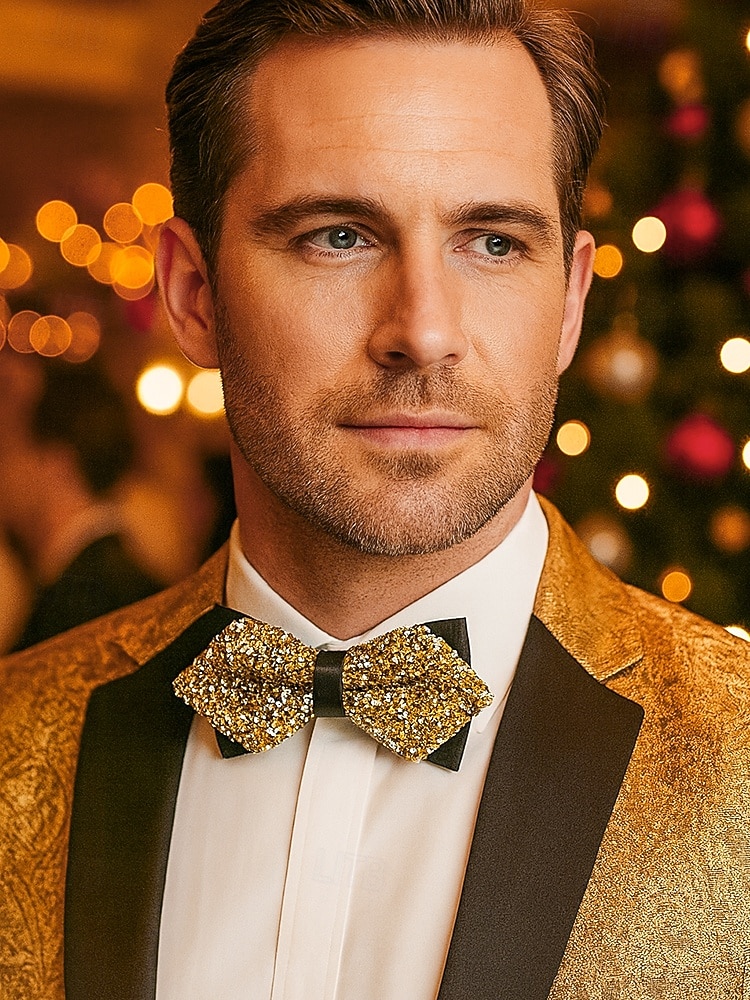 Nœud papillon de Noël pour homme – matière à paillettes en polyester scintillantes, festif et élégant, parfait pour les fêtes de fin d'année, les célébrations hivernales et les événements du réveillon du Nouvel An de 2026 ? $9.99 –P1