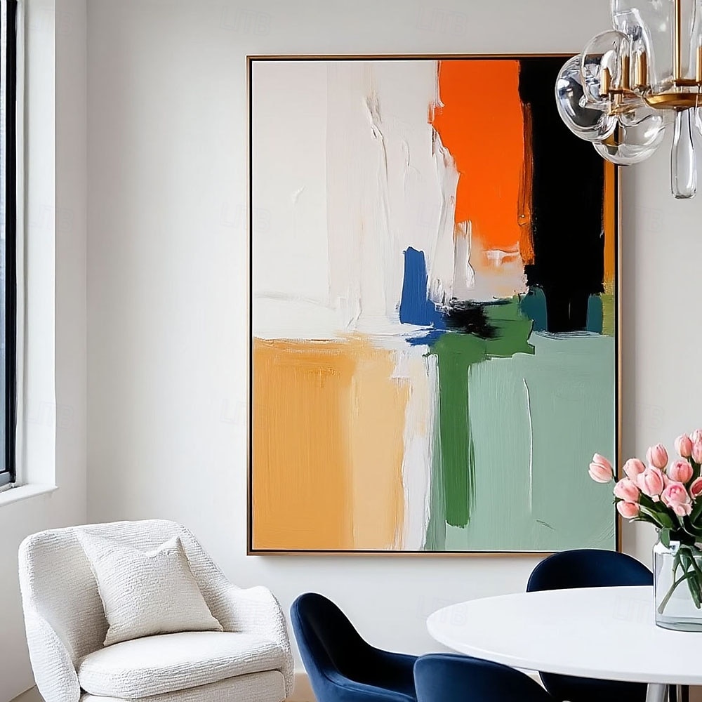 Original Abstract Color Block Painting Modern Geometric Canvas Art Large Textured Colorful Wall Art Handmade Office Decor 2025 - $49.99 –P3