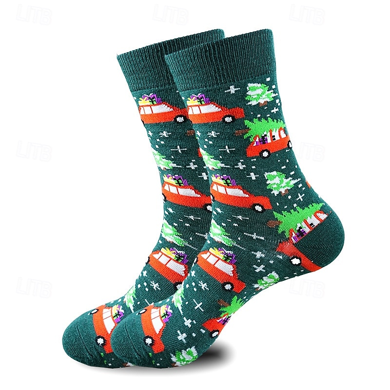 Hombre 6 pares Paquetes múltiples Calcetín Calcetines para correr Calcetines informales Calcetines de Navidad Multi Color Color Papá Noel Cada Árbol de Navidad Navidad Vacaciones Deporte Básico Medio 2025 - $9.99 –P5