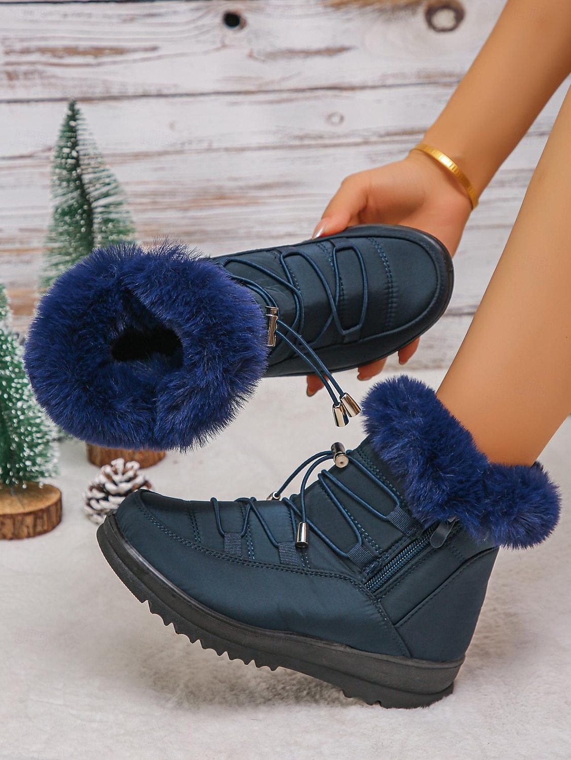 wasserdichte Schneestiefel für Damen mit Kunstfellfutter – Winterstiefel zum Schnüren mit Reißverschluss und verstellbaren Schnürsenkeln, in mehreren Farben erhältlich 2026 - $34.99 –P9