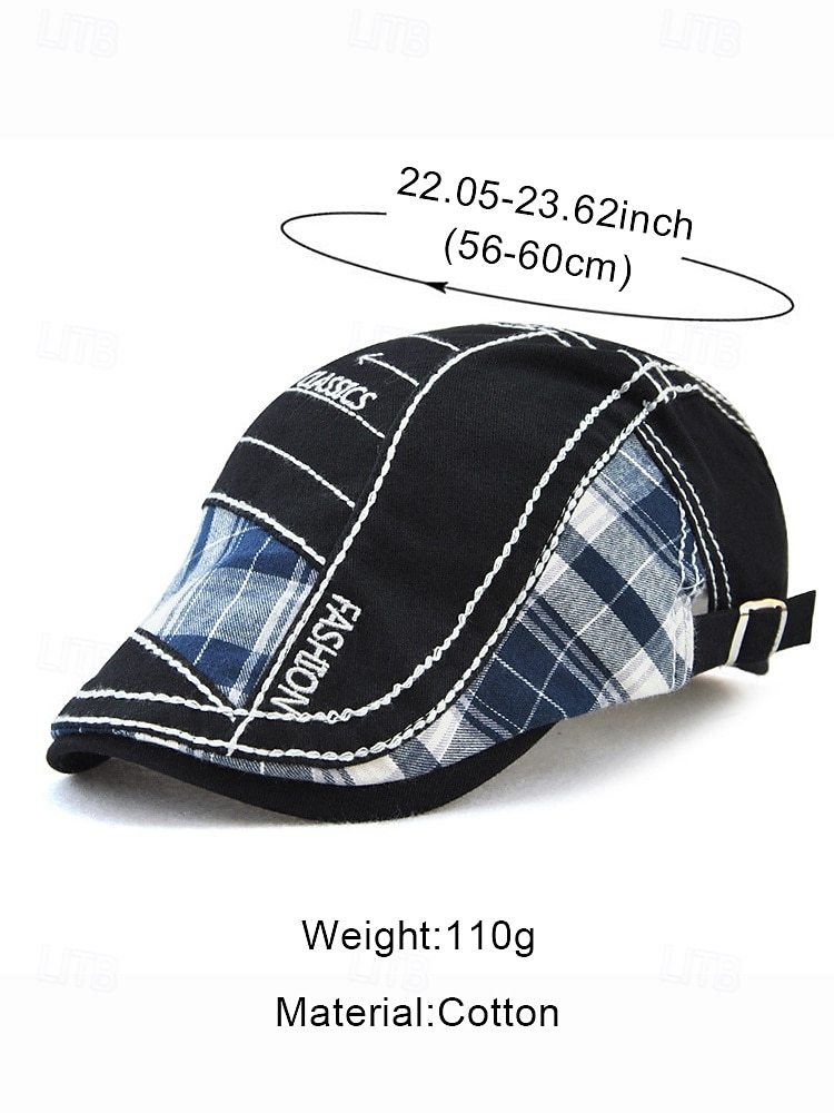 Men's Cotton Plaid Flat Cap, Vintage Newsboy Ivy Hat with Adjustable Fit, Stylish Christmas Gift for Casual Outfits & Outdoor Travel 2026 - $18.99 –P13
