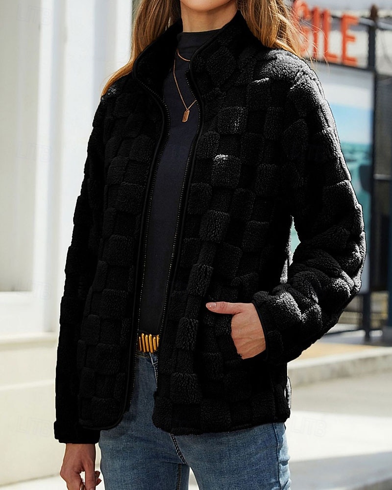 Per donna Cappotto Invernale Cappotto Teddy Caldo Confortevole Cerniera Tasca Casual Tinta unica Vacanza Streetwear Casuale Abbigliamento quotidiano Regolare Collo alla coreana Vestibilità regolare del 2026 a $43.99 –P6