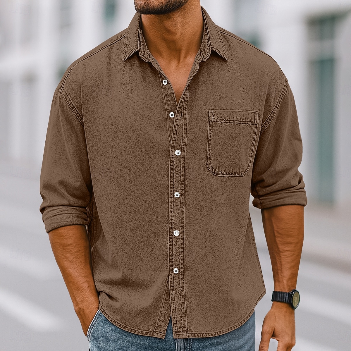 Homens Camisa Social Camisa casual camisa vintage camisa de botão Vinho Azul Marinha Manga Longa Tecido Lapela Casual Streetwear Bolsos Roupa Algodão Elastano Vintage Moda Retro Vintage de 2026 por $31.99 –P11