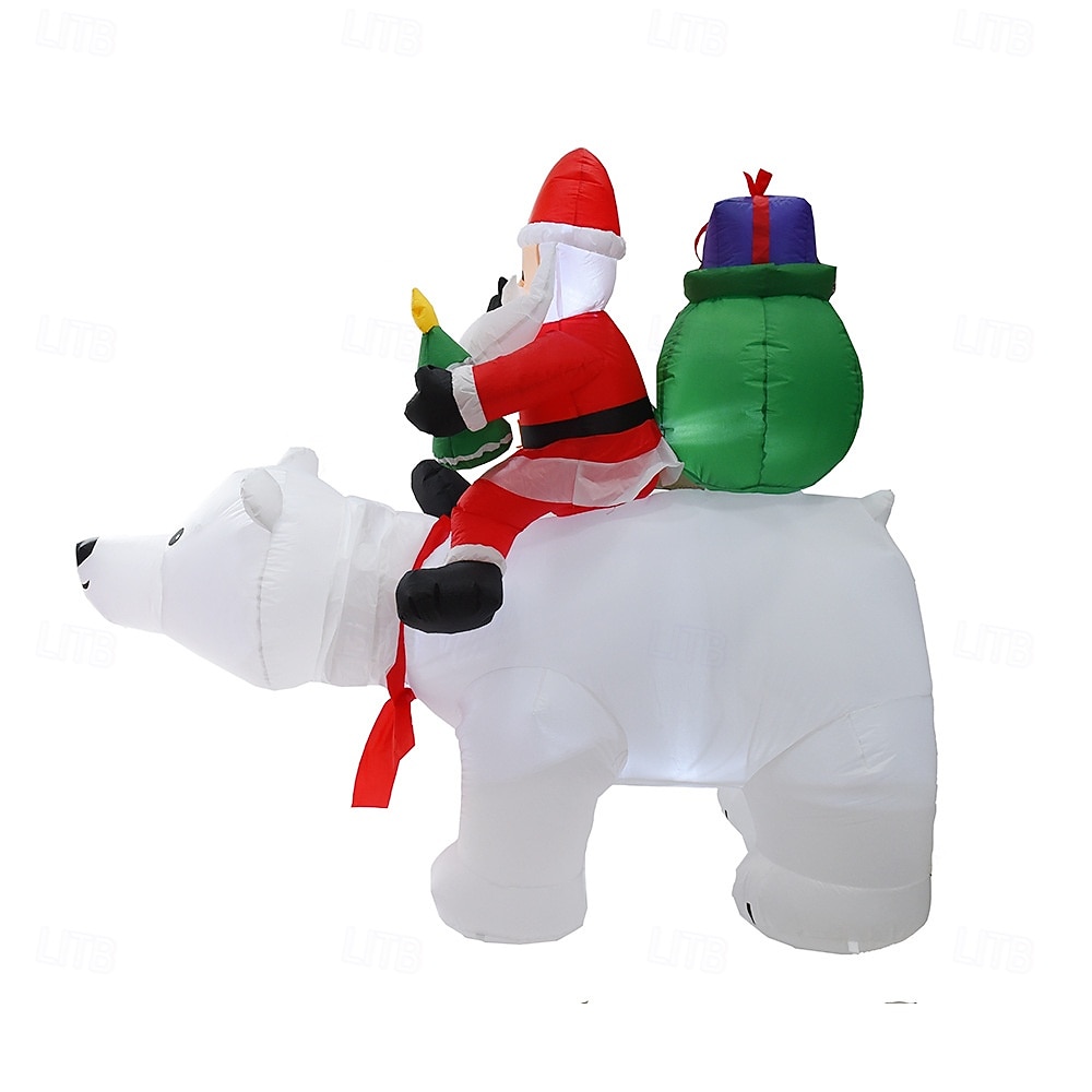 Christmas Santa Claus riding a shaking white bear LED strip light inflatable air model indoor and outdoor courtyard lawn party festive atmosphere decoration light EU/US/UK/AU Plug 2025 - $91.99 –P6