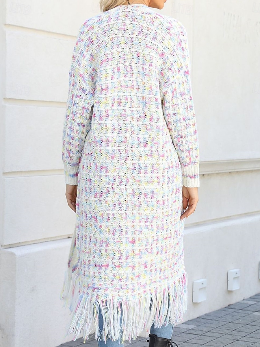 Per donna Felpa Cardigan Elegante Moda Streetwear Plaid A Coste Aperto davanti Nappa Lavorato a maglia Manica Lunga Top lunghi Maglia All'aperto Quotidiano Weekend Nero Giallo Primavera Autunno del 2025 a $55.99 –P8