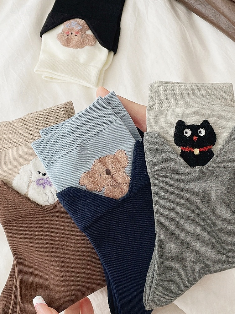 גרבי כותנה לנשים - עיצובים רקומים של חתול כלב חמוד עם חיות, רכים ונוחים, מושלמים ללבוש יומיומי ולפעילויות יומיומיות 2026 - $9.99 –P7