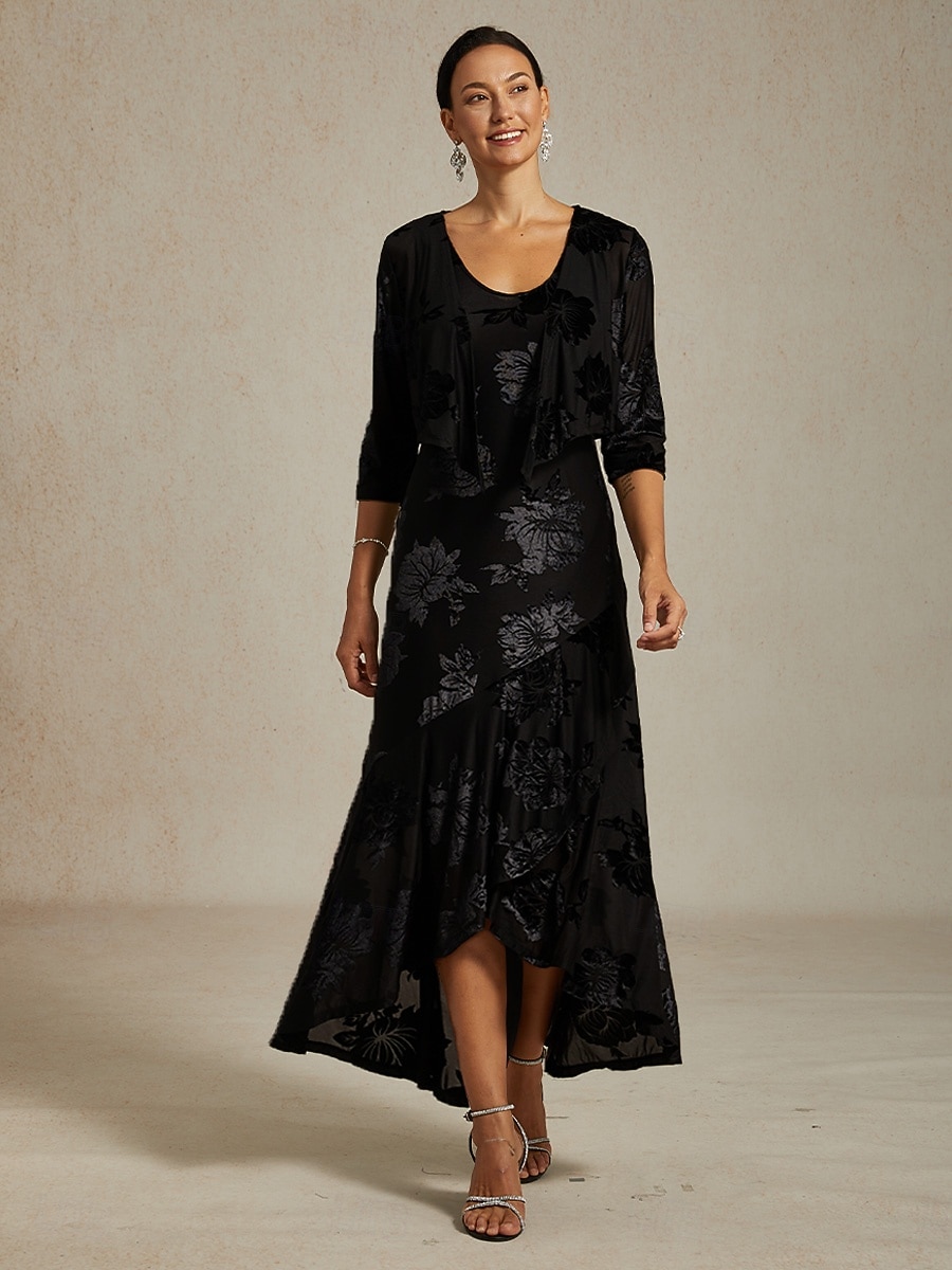 Damen Maxikleid Etui-Kleid Trompeten- Meerjungfrauenkleid A Linie Kleid Elegant Formell Cocktail Abendgesellschaft Party Hochzeitsgast Normale Passform Blumen Ärmellos Rundhalsausschnitt Schwarz 2026 - $103.99 –P1