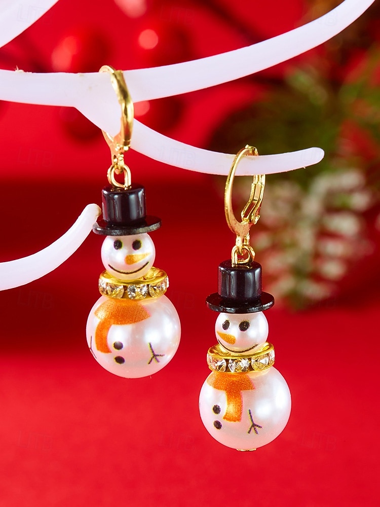 Julörhängen i legering för kvinnor med snögubbe- och snöflingedesign, perfekta för högtidsmode och festliga presenter 2026 - $5.99 –P11