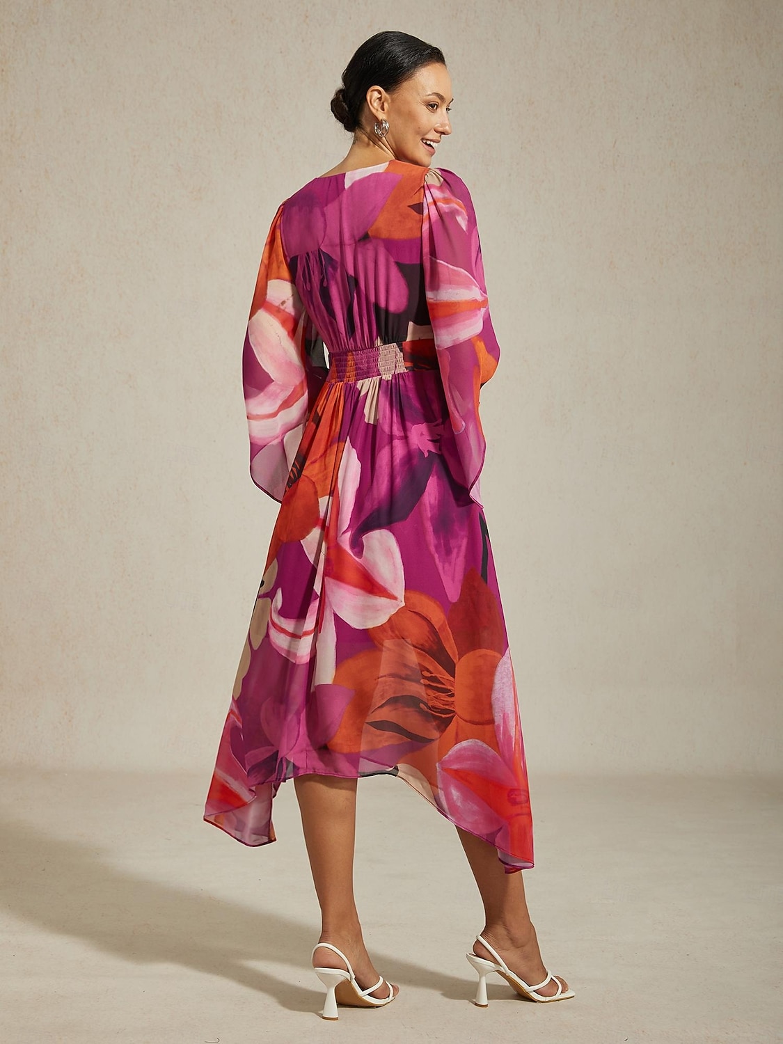 Женское шифоновое платье макси с абстрактным цветочным принтом, прозрачная струящаяся ткань, повседневное, для свадебного гостя, отпуска, пляжного курорта, весны, лета и осени 2026 - $141.99 –P5