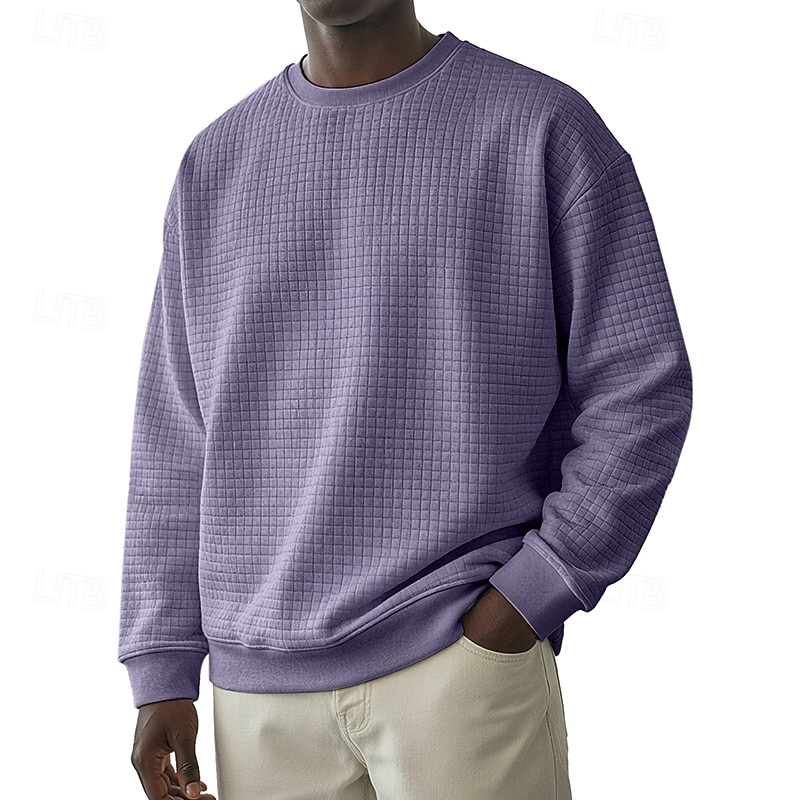 Homens Moletom Moletom Waffle Estacionar Cinza Claro Gola Redonda Tecido Textura Casual Diário Desportos e Ar livre Roupa de rua Legal Roupa de Esporte Primavera & Outono Roupa Moletons Moletons de 2026 por $24.99 –P2