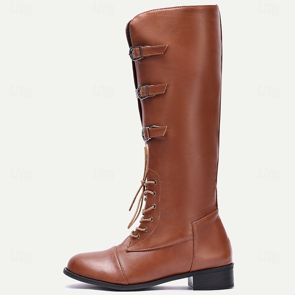 Brown Faux Leather Men's Lace-Up Boots with Buckle Detail – Trendy and Functional Boots for Fall and Winter Adventures 2026 - $59.99 –P2