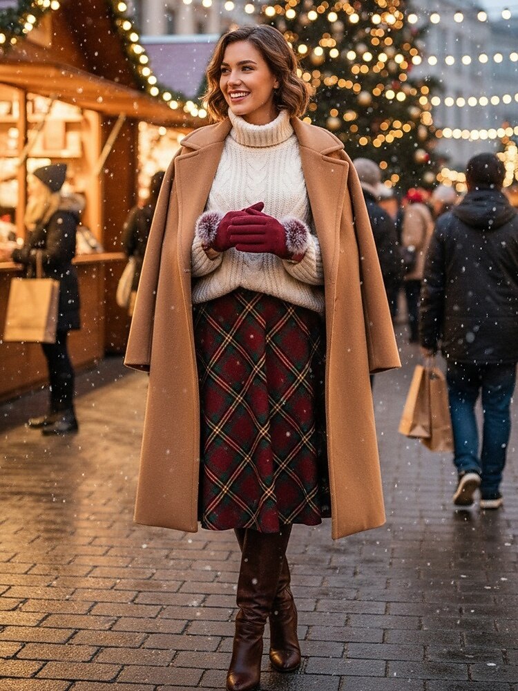 Guantes táctiles navideños para mujer con pompones de piel sintética de conejo, tejido de poliéster cálido, varios colores, perfectos para la moda de invierno y regalos navideños. 2026 - $11.99 –P1