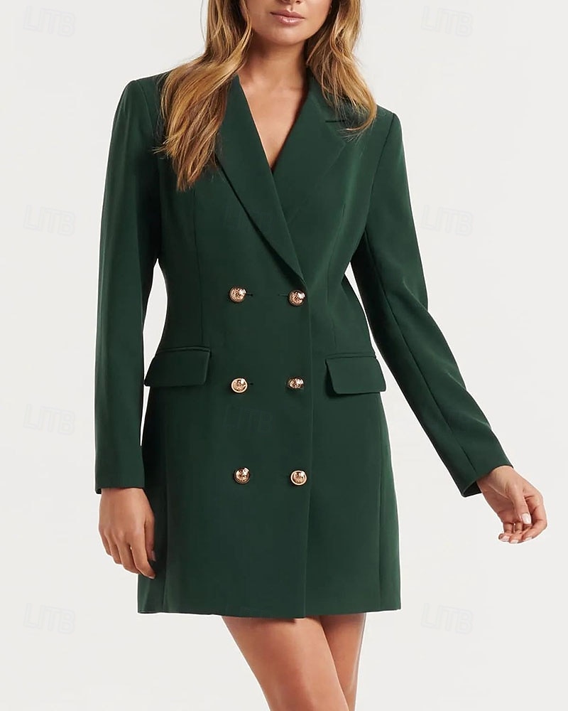 Per donna Mini Abito Abito blazer Moda Moderno Ufficio Uscire Vestibilità regolare Semplice Manica Lunga Scollo a V Nero Verde militare Primavera Autunno del 2026 a $36.99 –P3