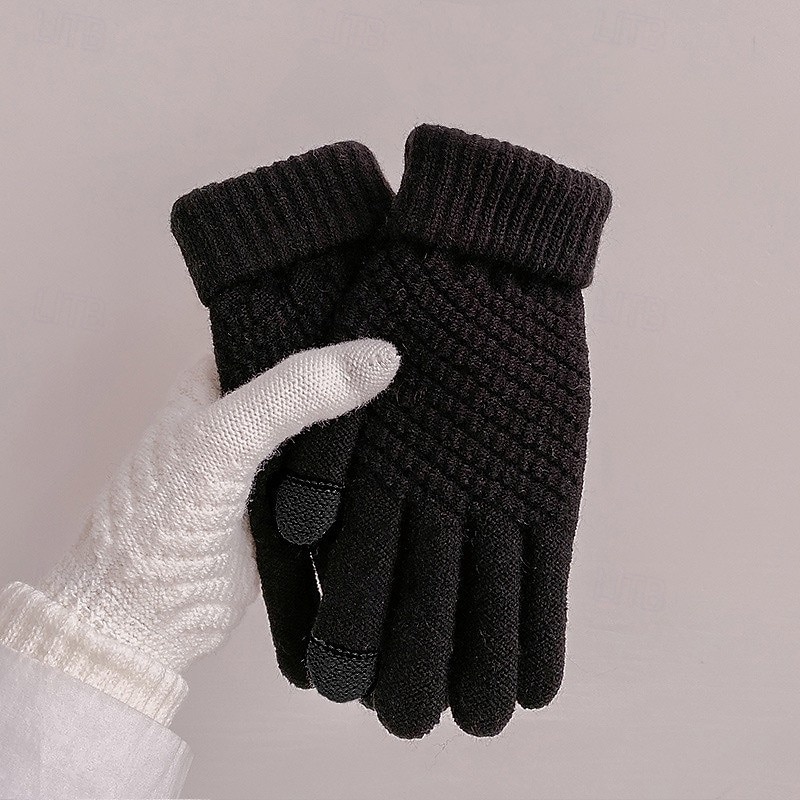 Damen 1 Paar Fingerspitzen / Winterhandschuhe / Gestrickte Handschuhe Streetwear / Outdoor Handschuhe - Einfarbig Vollfinger 2026 - $14.99 –P4