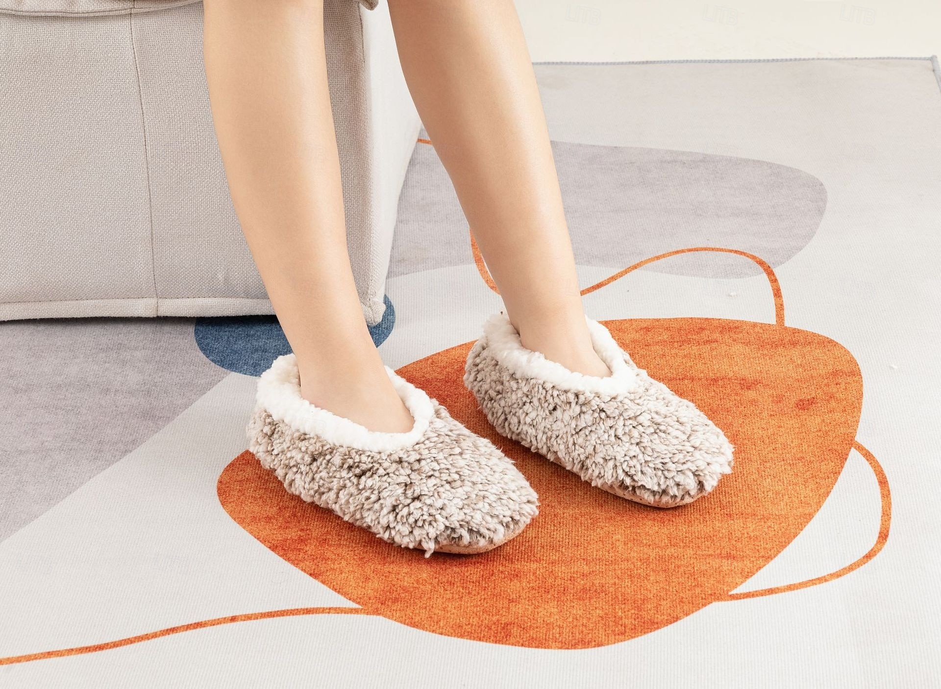 damesokker med fuzzy stjernemønster på gulvet, tykke bomulls-plysj-tøffelsokker for vinterhjemmet eller søvn, varme, koselige sklisikre innesokker 2026 - $12.99 –P5