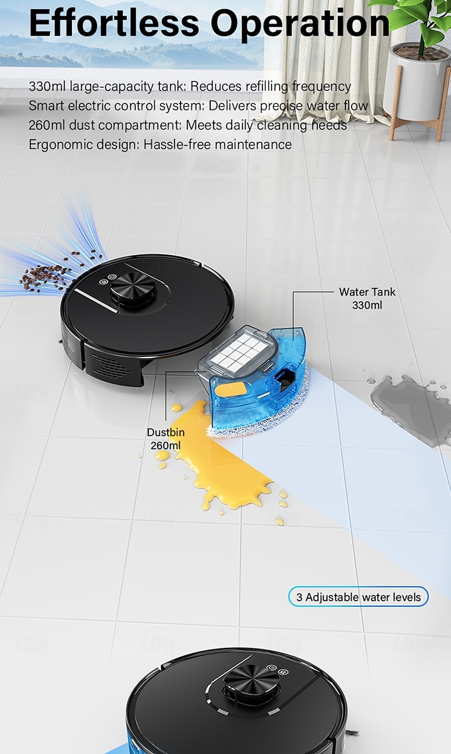 Sweeping and Mopping Robot Combo with LiDAR Navigation APP Operation Smart Mapping No-Mop Zones and Invisible Wall Settings Auto Charging Long-Lasting Battery Life 3500Pa Powerful Suction 2025 - $217.49 –P8
