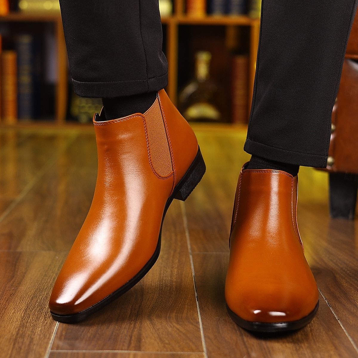 Homme Bottes Bottes Chelsea Marche Cuir PU Confortable Antidérapant Bottines Mocassin Bande Élastique Brun claire Brun foncé Noir Été Printemps Automne de 2025 ? $42.99 –P7