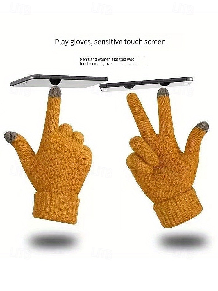 Thermische touchscreen-handschoenen voor dames in de winter, gebreide warme handschoenen met fleecevoering voor Kerstmis, kleding voor buiten in koud weer en cadeaus voor de feestdagen 2026 - $7.99 –P4