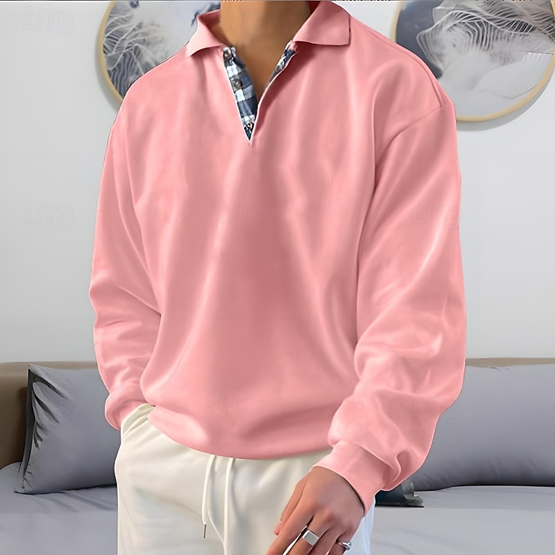 Homme Sweat-shirt Sweat à capuche Pull Sweat à capuche boutonné Noir Blanche Rose Claire Rouge Bleu Revers Uni Patchwork Sport & Loisir Occasionnel Quotidien Streetwear Frais Vêtements de sport de 2025 ? $18.99 –P6