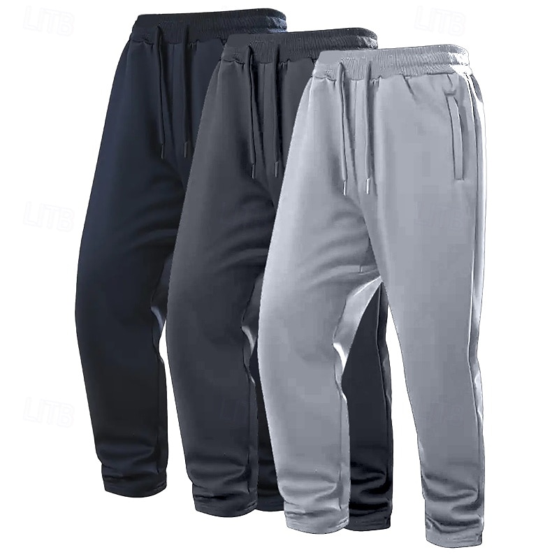 Pánské Tepláky Fleecové kalhoty Kalhoty Tepláky s rovnými nohama Tepláky s otevřeným dnem Šňůrky Elastický pas Vícebalení Bez vzoru Odvod vlhkosti Prodyšné Délka kolen Venkovní Ležérní Denní Módn 2026 - $31.99 –P6