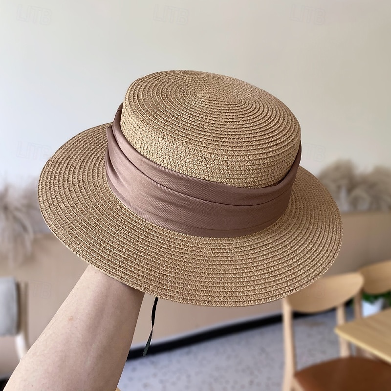 Καπέλα Πολυεστέρας Άχυρο Ψάθινο καπέλο Καπέλο ηλίου Γάμου Αργίες Πάρτι Τσαγιού Ιπποδρομία κοκτέιλ Κομψό Βίντατζ Αντιηλιακή Προστασία Με Κορδέλες Ακουστικό Καπέλα 2026 - $17.49 –P5