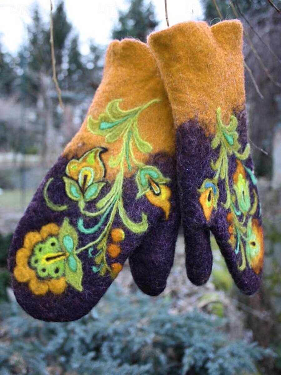 Women's 1 Pair Fingerless / Fingertips / Winter Gloves Active / Outdoor Gloves - Flower Print 2026 - $23.99 –P4