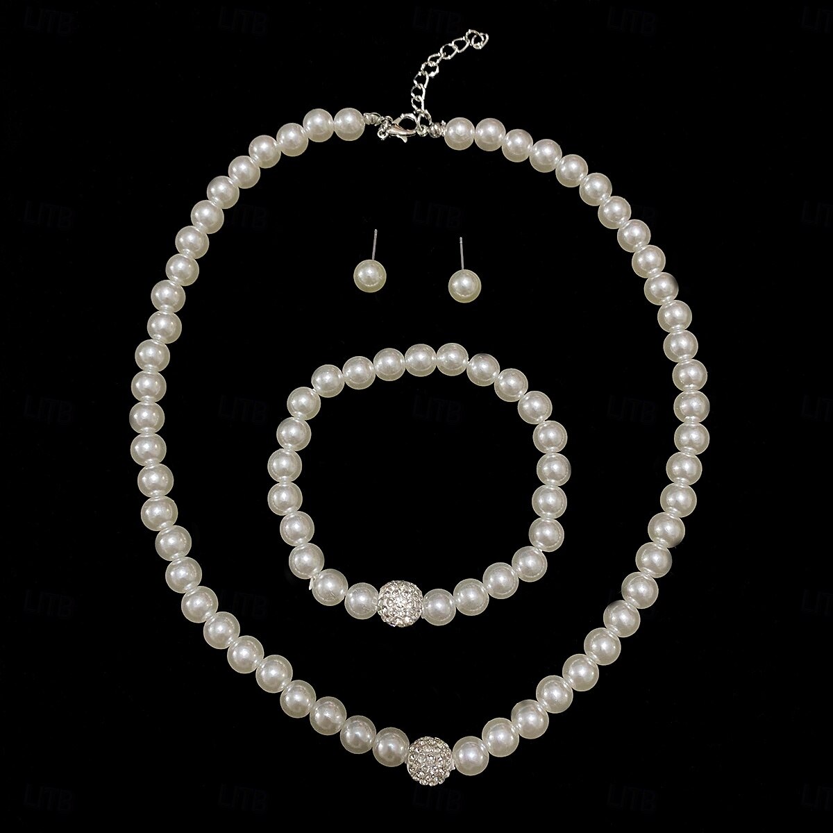 klassisches Perlenschmuckset – elegante weiße Imitationsperlenkette, Armband & Ohrstecker für Damen 2026 - $11.99 –P3